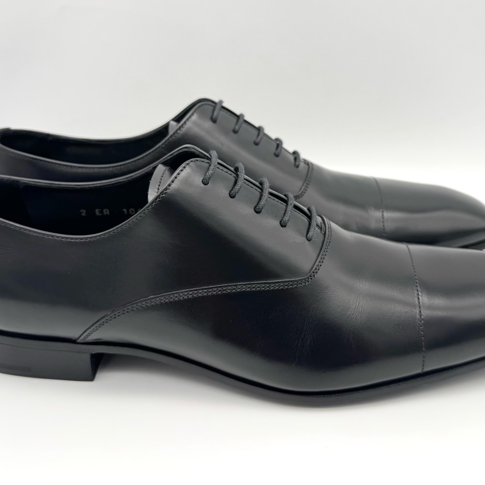 PRADA Black Leather Square Toe Lace Up Shoes UK 8.5 / US 9.5 - Picture 2 of 12